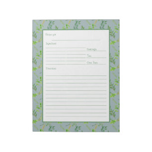 Framed Recipe Page for Green Herb Leaves Multomap Notitieblok