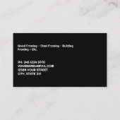 Framing contractor zwart visitekaartje (Achterkant)