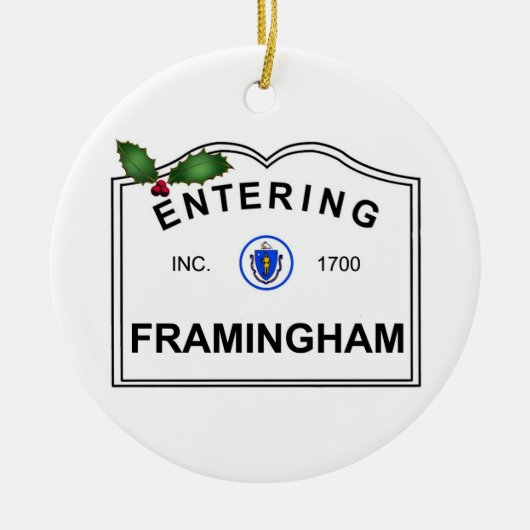 Framingham MA Keramisch Ornament (Voorkant)