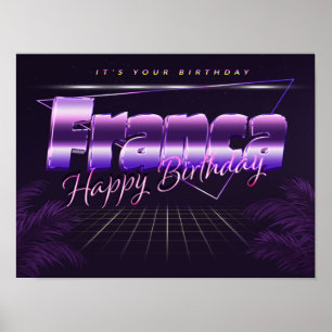 Franca Nom Vorname lila retro Poster Geburtstag