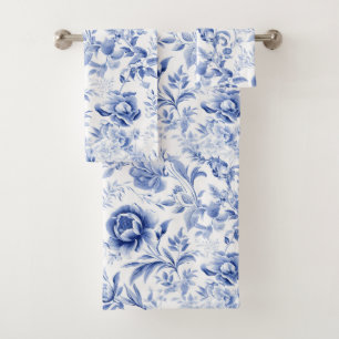 Français Bleu Blanc Floral Toile Motif Cadeau
