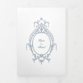 Français Bleu Ornat Baroque Tri-Fold Mariage (Page de couverture)