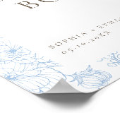 Français Blue Floral Line Art Livre d'or Poster (Coin)