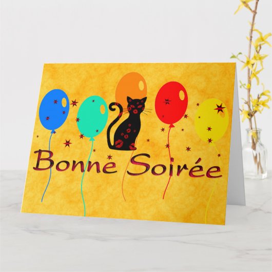 Français : Carte de voeux Bonne Soiree (Fleur jaune)