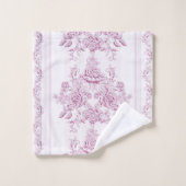 français chic, rose, toile, floral, motif, victori (Gant de toilette)