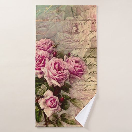 francais chic, shabby chic, roses roses roses, flo (Serviette de bain)