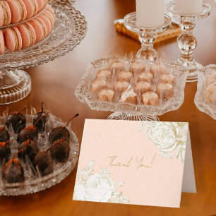 Français Floral Elégant Toile rose Merci or