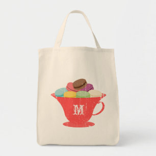 Français Macarons dans le sac rouge de monogramme