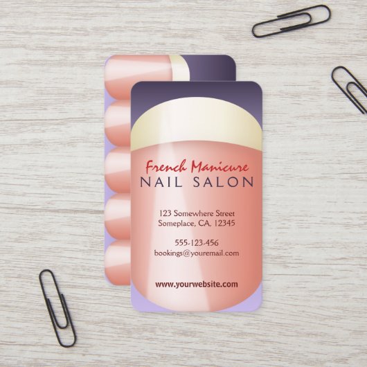 Français Manicure Technicien Carte de visite (Devant/Arrière en situation)