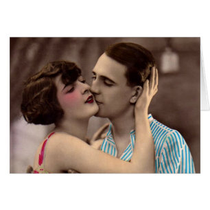 Français Romantique Couple Amour Baiser Vintage