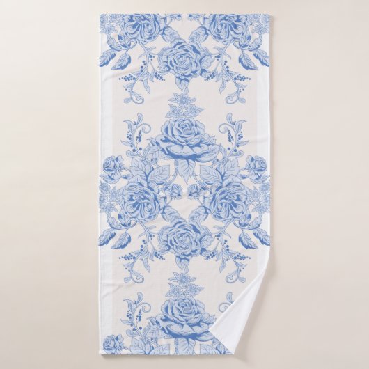 français, shabby chic, vintage, bleu pâle, blanc, (Serviette de bain)
