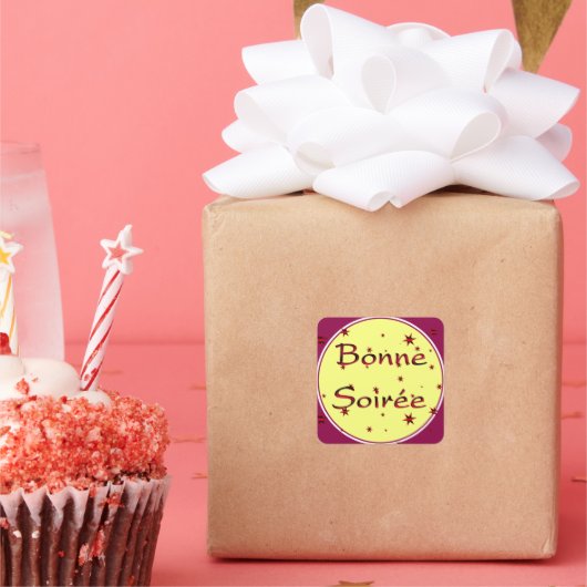 Français : Sticker Carré Bonne Soiree (Fête)