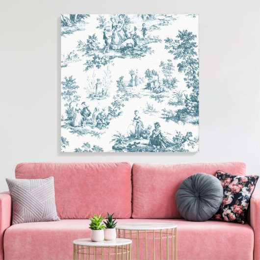 Français toile de jouy sage vert élégant (Insitu(Salon))