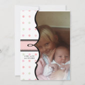 Française Bow Swirl Damask Girl Faire-part de nais (Dos)