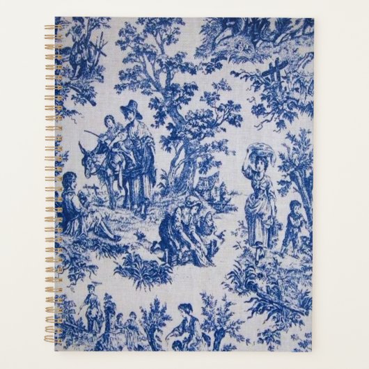 Française toile de jouy bleu et blanc élégant (Devant)