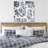 Française toile de jouy noir et blanc élégant (Insitu(Chambre))