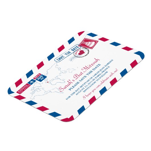 FRANCE Air Mail Bat Mitzvah Bewaar de datum 3x4 Magneet (Linkerzijde)