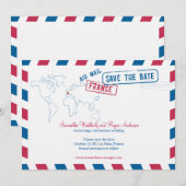 France Air Mail Wedding Save the Date (Voorkant / Achterkant)