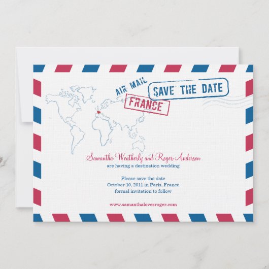 France Air Mail Wedding Save the Date (Voorkant)