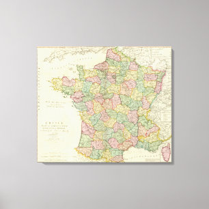 France Atlas Map met Bishops Canvas Afdruk
