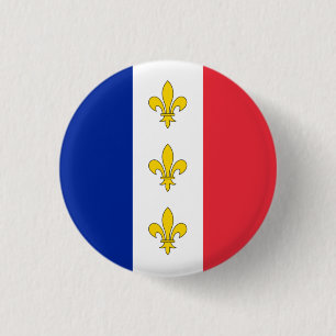 France Badge - Tricolor & Fleurs-de-Lys Ronde Button 3,2 Cm