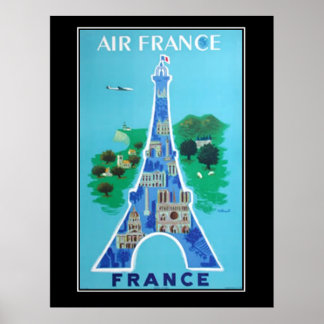 France Eifel Tower Poster vintage de voyage frança
