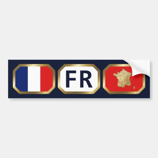 France Flag Map Code Bumper Sticker (Voorkant)