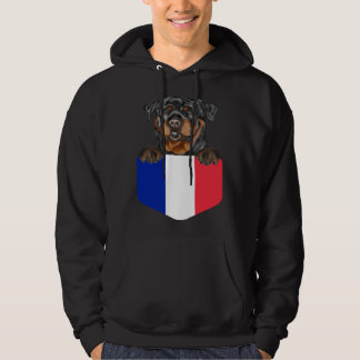 France Flag Rottweiler Dog In Pocket Hoodie