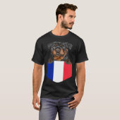 France Flag Rottweiler Dog In Pocket T-shirt (Voorkant volledig)