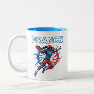 France Football Dynamische Quarterback Patriotisch Tweekleurige Koffiemok