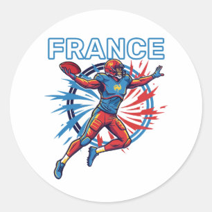 France Football Dynamische Quarterback Patriottisc Ronde Sticker