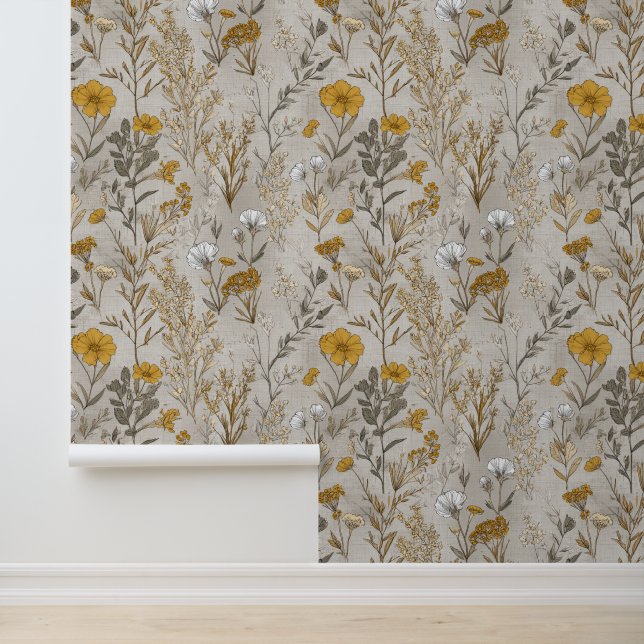 France Gray Floral Behang (Applicatie)