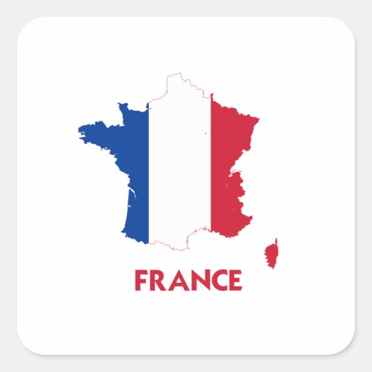FRANCE MAP VIERKANTE STICKER (Voorkant)