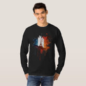France Paris Abstract Splatter French Flag Eiffel  T-shirt (Voorkant volledig)