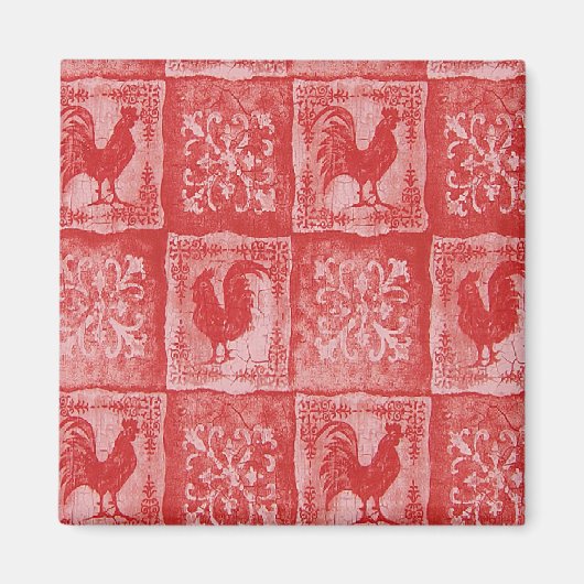 France Pays Red Roosters Frigo Magnet (Devant)