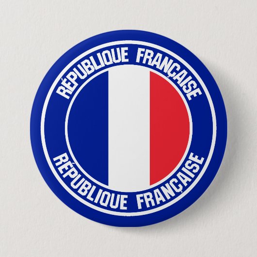 France Round Emblem Ronde Button 7,6 Cm (Voorkant)