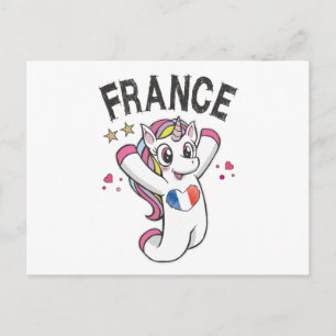 France Soccer Fan Unicorn met hartvlag Briefkaart