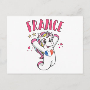 France Soccer Fan Unicorn met hartvlag Briefkaart