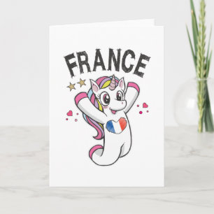 France Soccer Fan Unicorn met hartvlag Kaart