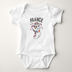 France Soccer Fan Unicorn met hartvlag Romper