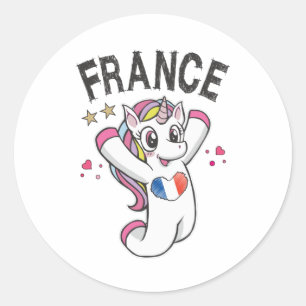 France Soccer Fan Unicorn met hartvlag Ronde Sticker