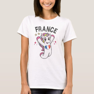 France Soccer Fan Unicorn met hartvlag T-shirt
