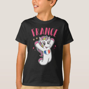 France Soccer Fan Unicorn met hartvlag T-shirt