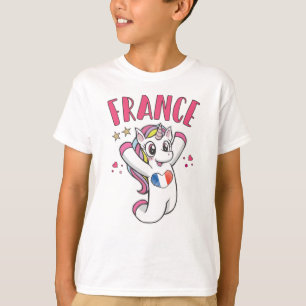 France Soccer Fan Unicorn met hartvlag T-shirt