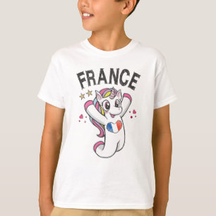 France Soccer Fan Unicorn met hartvlag T-shirt