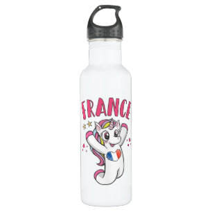 France Soccer Fan Unicorn met hartvlag Waterfles