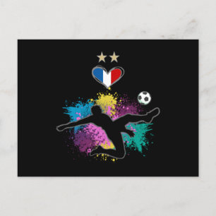 France Soccer Football Fan Shirt met Heart Splash Briefkaart