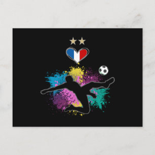 France Soccer Football Fan Shirt met Heart Splash Briefkaart