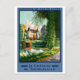 France Tourlaville Restored Vintage Travel Poster Briefkaart