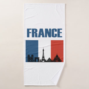 France Travel - Paris City Skyline Franse vlag Badhanddoek